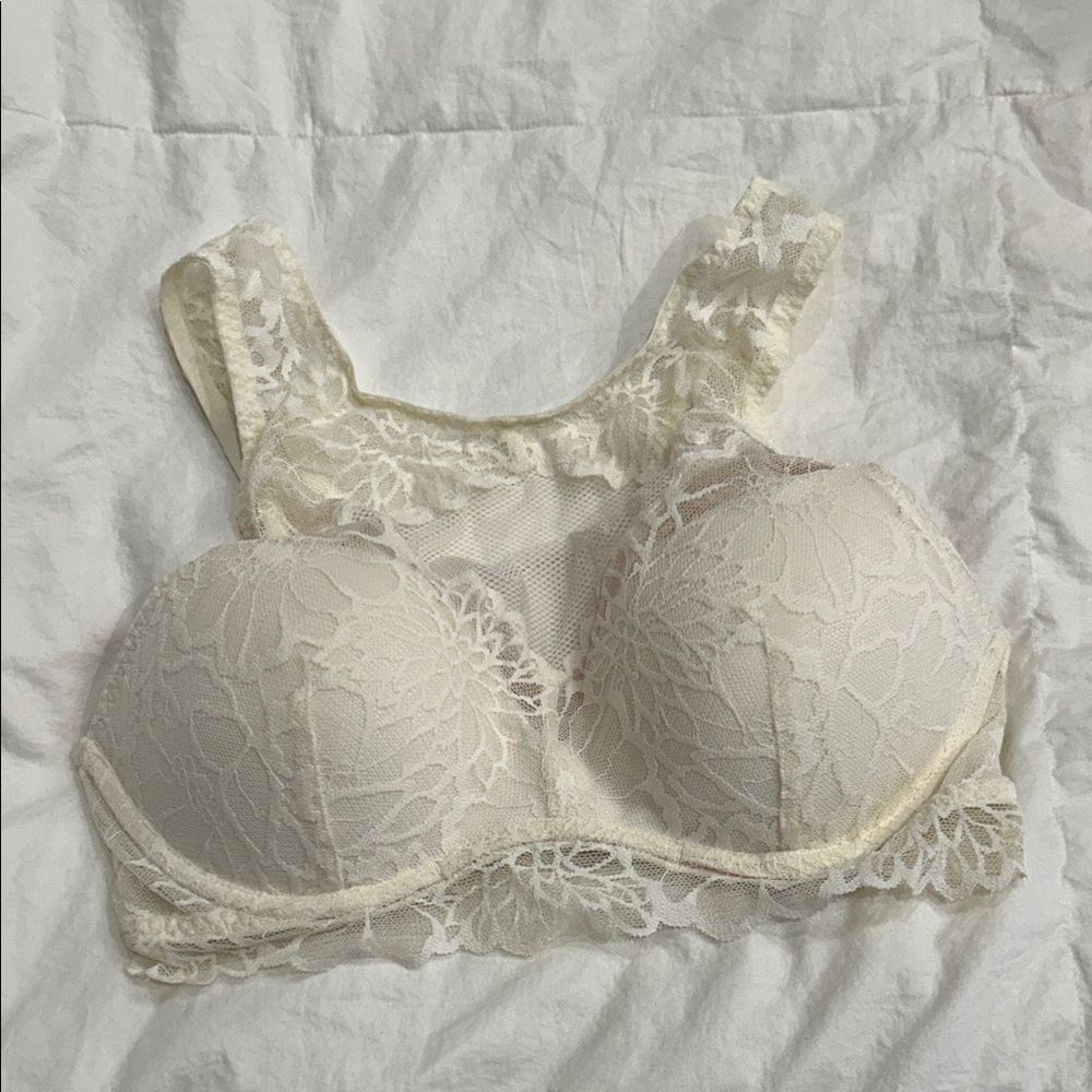 PINK Elegant Lace Bralette in Cream S